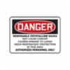 OSHA Danger Safety Sign: "Respirable Crystalline Silica - May Cause Cancer - Causes Damage To Lungs - Wear Respiratory Protection In This Area" Sign, Landscape, Black/Red/White, 14" x 20"