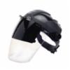 Sellstrom® DP4™ Multi-Purpose Faceshield, Black Crown, Ratchet Headgear with a Clear Anti-Fog Window & Shade 6 Cobalt Blue Flip Front Window