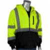 ANSI Type R Class 3 Black Bottom Zip Front Hooded Sweatshirt, Yellow, 3XL<br />
