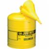 Justrite Type 1 Safety Can with Swinging Handle and Funnel, Yellow, 5 Gallon
