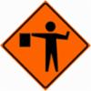 Flagger Symbol Mesh Roll Up Sign, Ribs, Non-Reflective, 48"