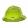 MSA V-Gard® Type I Slotted Full Brim Hard Hat w/ 4pt Fas-Trac® III Ratchet Suspension, Hi Viz Yellow / Green