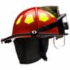 Bullard® USTM Series Firefighting Helmet w/ ESS Goggles, Bourkes Eyeshield, and TrakLite, Red
