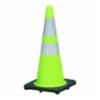 JCB Safety® PVC Traffic Safety Cone w/ Reflective Collars, Lime Green, 28"