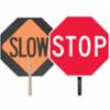 Accuform® Stop/Slow Reflective Aluminum Paddle Sign, 60" Wood Handle, 18"