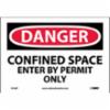 "DANGER CONFINED SPACE ENTER BY PERMIT ONLY" Sign, Adhesive Vinyl, 7" x 10"