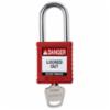 Brady Lock, nylon body, 1.5" steel shackle, RED, KD EA