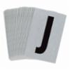 Bradylite Reflective Letter "J" Blk/Silver, 2-1/2"X1-3/4",25/pk