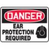 "DANGER EAR PROTECTION REQUIRED" Sign, Plastic, 7" x 10"