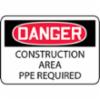 Accuform® Contractor Preferred Signs, "Danger Construction Area PPE Required", Contractor Preferred Plastic, 7" x 10"