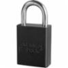 American Lock Anodized Aluminum Safety Padlock, 1" Shackle, Keyed Alike, Black, Laser Engraved