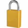 American Lock Anodized Aluminum Safety Padlock, 1" Shackle, Keyed Alike, Yellow, Laser Engraved