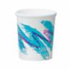 32 oz cups.  White with blue and purple design
