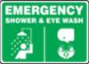 " EMERGENCY SHOWER & EYEWASH" Sign w/Pics, Plas, 10" x 14"