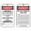 OSHA Danger Safety Tags: "Respirable Crystalline Silica May Cause Cancer - Causes Damage To Lungs - Wear Respiratory Protection In This Area" Tag, Double Sided, 5-3/4"x 3-1/4", 5/pk