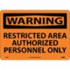 " WARNING RESTRICTED AREA" Sign, Aluminum, 10" x 14"