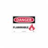 " DANGER FLAMMABLE" Sign, Rigid Plastic, Red / White / Black, 10" x 14"