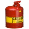 Justrite® Type I Steel Safety Can w/ Swing Handle, 5 Gallon, Red