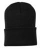 100% Acrylic Knit Cap w/ 3" Folding Cuff, Black