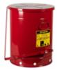 Justrite 21 Gallon Oily Waste Can with Foot Operated Lid, Red