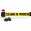 Banner Stakes 7' Magnetic Wall Mount, Yellow "Cleaning in Progress" Banner, With Light