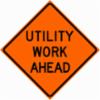 " UTILITY WORK AHEAD" Mesh Roll Up Sign, Ribs, Non-Reflective, 48"