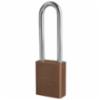 Master Lock® Anodized Aluminum Safety Padlock, 1-1/2" x 3" Shackle, Keyed Alike, Brown, Master Key # 404M