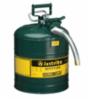 Justrite Type II Safety Can, 1" Hose, Green, 5 Gallon