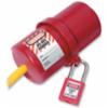 Rotating Electrical Plug Lockout, Red, 3" x 6", For Use w/ Most 220 & Many 550 Volt Plugs