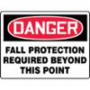 Accuform® Contractor Preferred Signs, "Danger Fall Protection Required Beyond This Point", Contractor Preferred Plastic, 10" x 14"