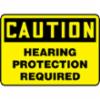 "CAUTION HEARING PROTECTION REQUIRED " sign, plastic, 10" x 14"